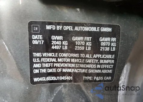 2018 Buick Regal Preferred from USA, damaged, VIN W04GL6SX9J1045401